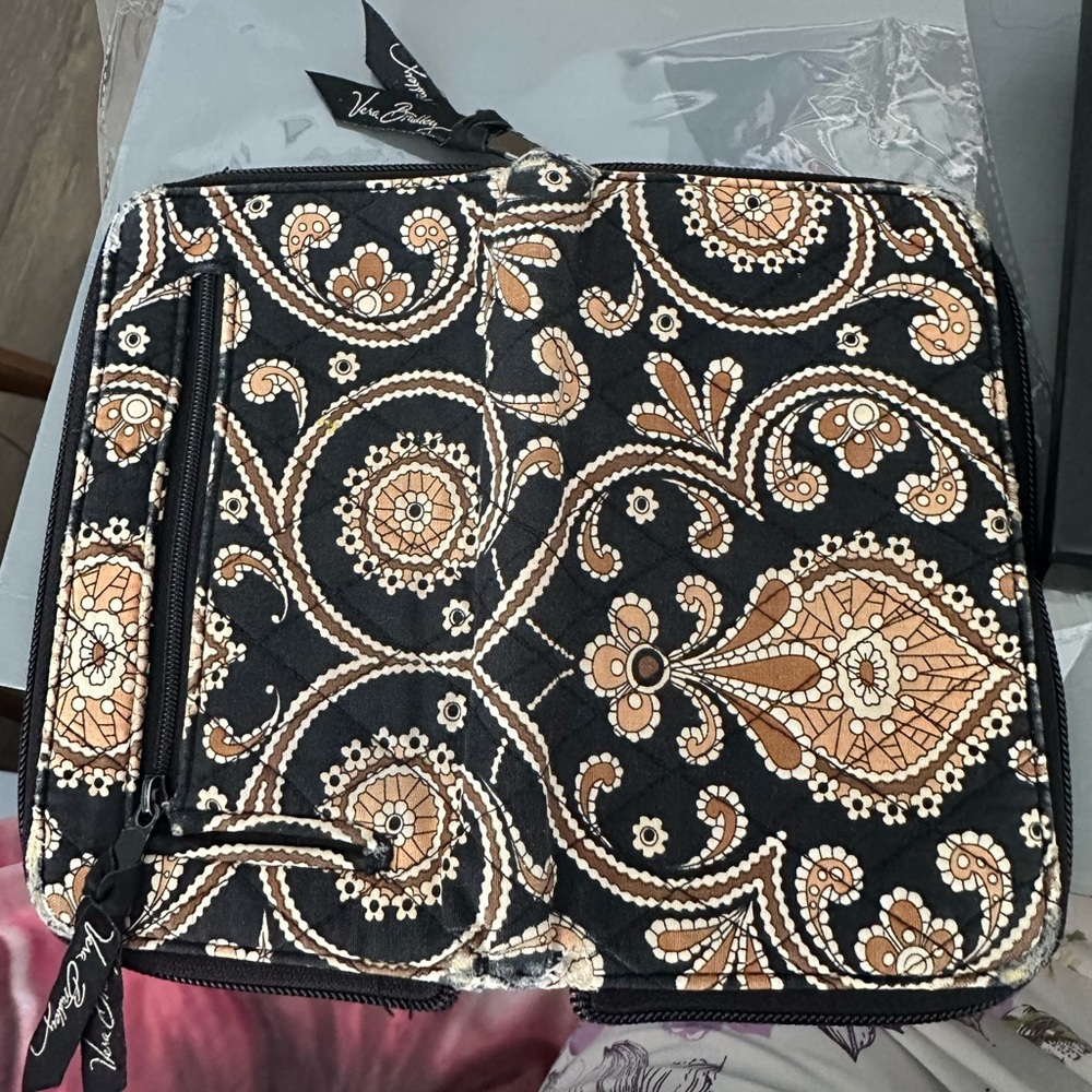 Vera Bradley Black and Tan Paisley Quilted Organizer Wallet